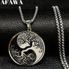 Tree of Life Enamel Stainless Steel Chain Necklaces for Men Ying Yang Silver Color Necklace Jewelry colgante hombre N726S01