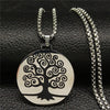 Tree of Life Enamel Stainless Steel Chain Necklaces for Men Ying Yang Silver Color Necklace Jewelry colgante hombre N726S01