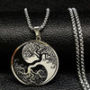 Tree of Life Enamel Stainless Steel Chain Necklaces for Men Ying Yang Silver Color Necklace Jewelry colgante hombre N726S01