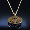 Tree of Life Lapis Lazuli Stainless Steel Chain Necklaces Women Gold Color Necklaces Bohemia Jewelry colier femme N14S04