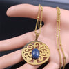 Tree of Life Lapis Lazuli Stainless Steel Chain Necklaces Women Gold Color Necklaces Bohemia Jewelry colier femme N14S04
