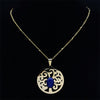 Tree of Life Lapis Lazuli Stainless Steel Chain Necklaces Women Gold Color Necklaces Bohemia Jewelry colier femme N14S04