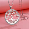 Tree of Life Necklace For Women Crystal Pendants Stainless Steel Necklace Silvery Long Sweater Chain Statement Jewelry