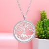 Tree of Life Necklace For Women Crystal Pendants Stainless Steel Necklace Silvery Long Sweater Chain Statement Jewelry