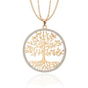 Tree of Life Pendant Necklace For Woman Clear Crystal Big Round Pendant Gold Color Long Double Layer Chain Jewelry 2022