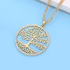 Tree of Life Pendant Necklace For Woman Clear Crystal Big Round Pendant Gold Color Long Double Layer Chain Jewelry 2022