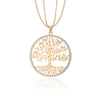 Tree of Life Pendant Necklace For Woman Clear Crystal Big Round Pendant Gold Color Long Double Layer Chain Jewelry 2022
