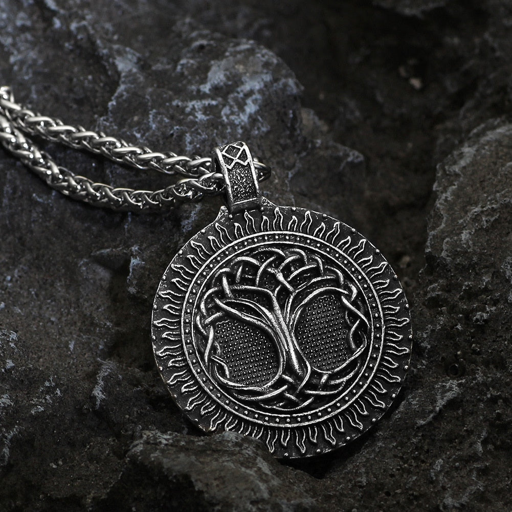 Tree of Life Pendant Viking Nordic Style Chain Necklace Christmas Gift for Men Goth Women Necklac