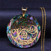 Tree of Life Stainless Steel Abalone Shell Paper Necklace Chain Gold Color Necklaces Round Boho Jewelry collar choker NXS04