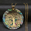Tree of Life Stainless Steel Abalone Shell Paper Necklace Chain Gold Color Necklaces Round Boho Jewelry collar choker NXS04