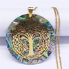 Tree of Life Stainless Steel Abalone Shell Paper Necklace Chain Gold Color Necklaces Round Boho Jewelry collar choker NXS04