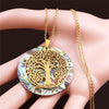 Tree of Life Stainless Steel Abalone Shell Paper Necklace Chain Gold Color Necklaces Round Boho Jewelry collar choker NXS04