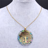 Tree of Life Stainless Steel Abalone Shell Paper Necklace Chain Gold Color Necklaces Round Boho Jewelry collar choker NXS04