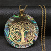 Tree of Life Stainless Steel Abalone Shell Paper Necklace Chain Gold Color Necklaces Round Boho Jewelry collar choker NXS04