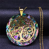 Tree of Life Stainless Steel Abalone Shell Paper Necklace Chain Gold Color Necklaces Round Boho Jewelry collar choker NXS04