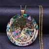 Tree of Life Stainless Steel Abalone Shell Paper Necklace Chain Gold Color Necklaces Round Boho Jewelry collar choker NXS04