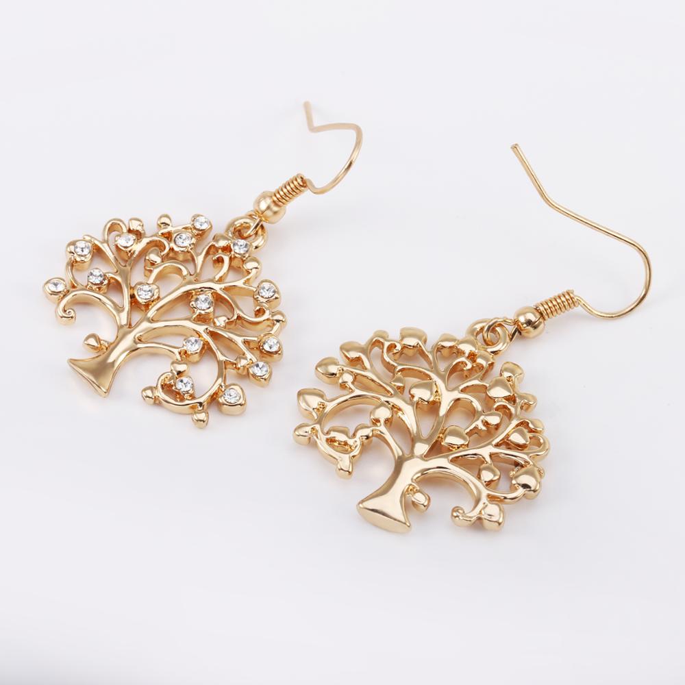Tree of Life Women Earrings Jewelry Gold/Rose Gold/Silver Color Plant Crystal Drop Earrings For Girls Jewelry Drop Shipping