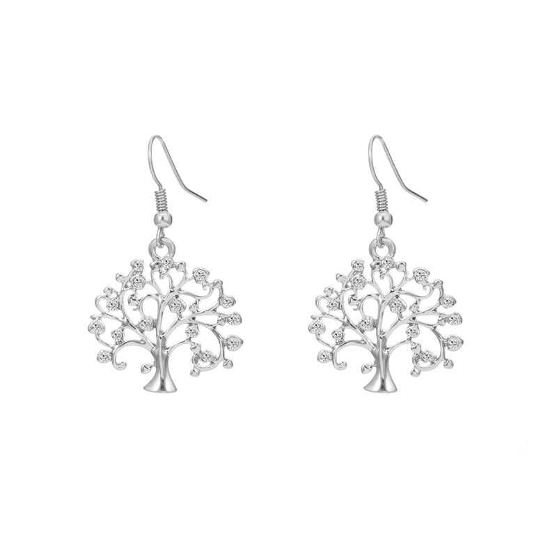 Tree of Life Women Earrings Jewelry Gold/Rose Gold/Silver Color Plant Crystal Drop Earrings For Girls Jewelry Drop Shipping