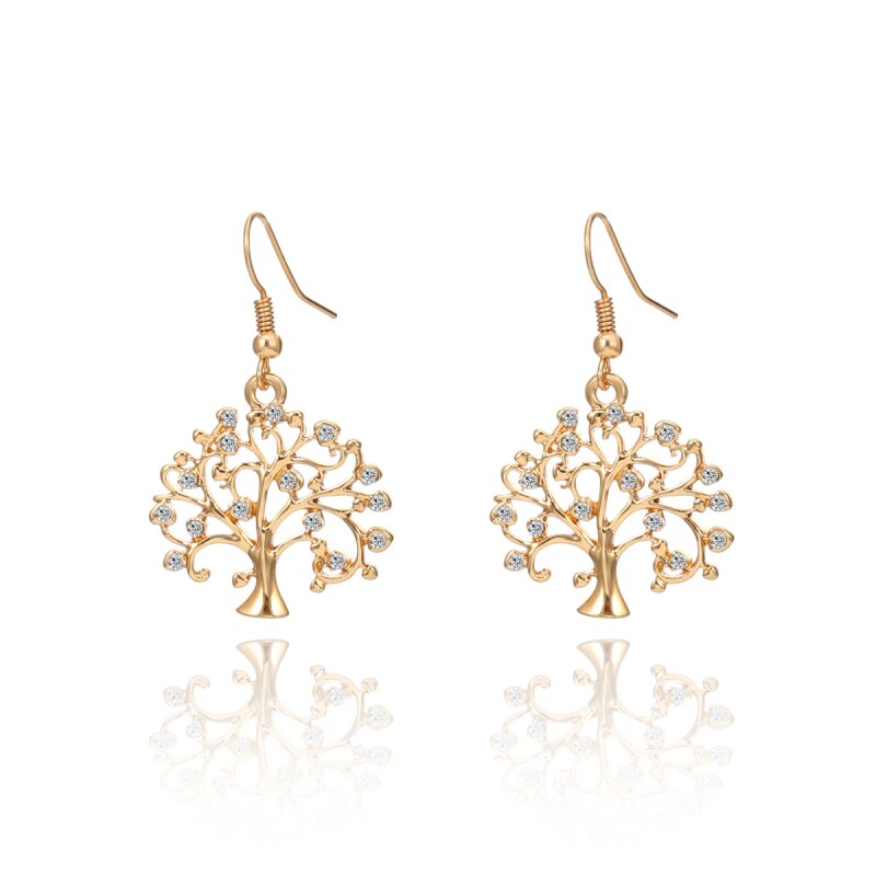 Tree of Life Women Earrings Jewelry Gold/Rose Gold/Silver Color Plant Crystal Drop Earrings For Girls Jewelry Drop Shipping