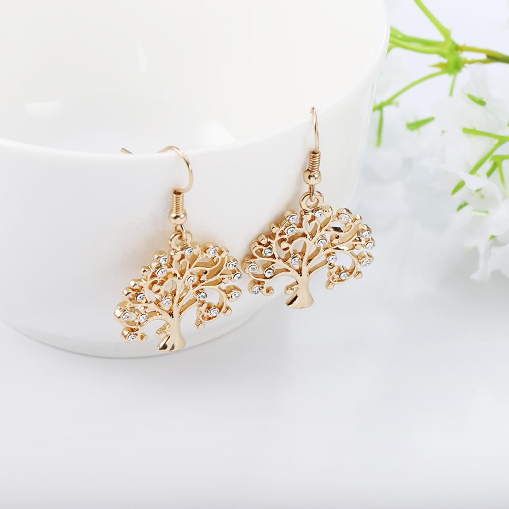 Tree of Life Women Earrings Jewelry Gold/Rose Gold/Silver Color Plant Crystal Drop Earrings For Girls Jewelry Drop Shipping