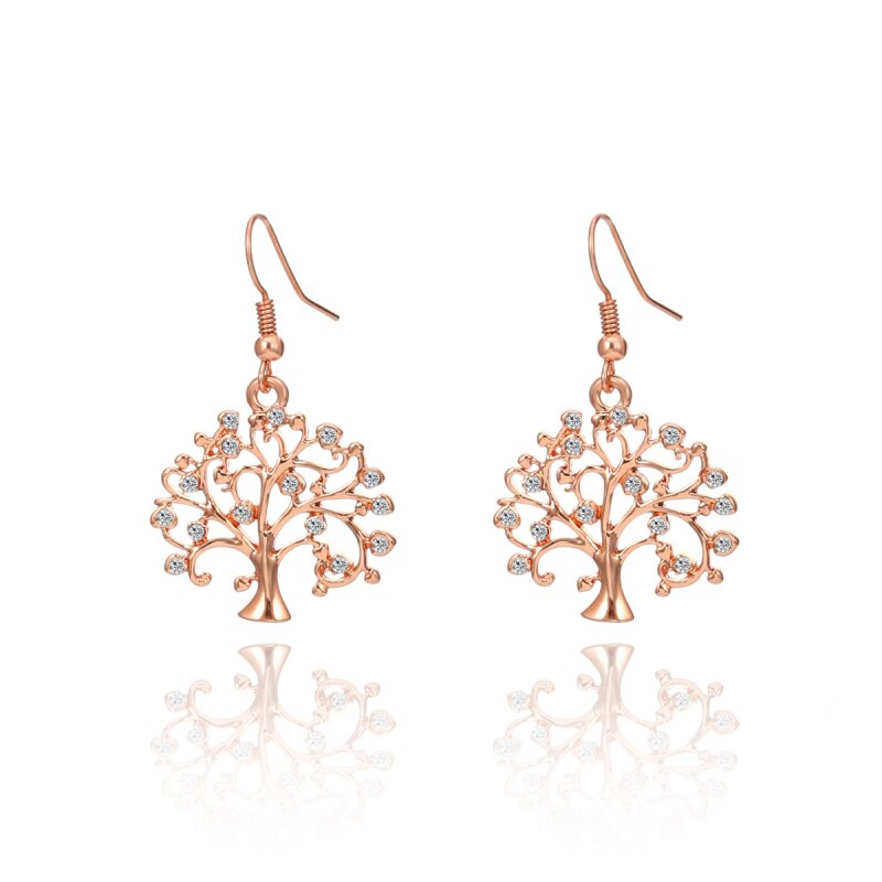 Tree of Life Women Earrings Jewelry Gold/Rose Gold/Silver Color Plant Crystal Drop Earrings For Girls Jewelry Drop Shipping