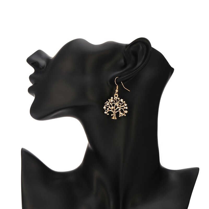 Tree of Life Women Earrings Jewelry Gold/Rose Gold/Silver Color Plant Crystal Drop Earrings For Girls Jewelry Drop Shipping