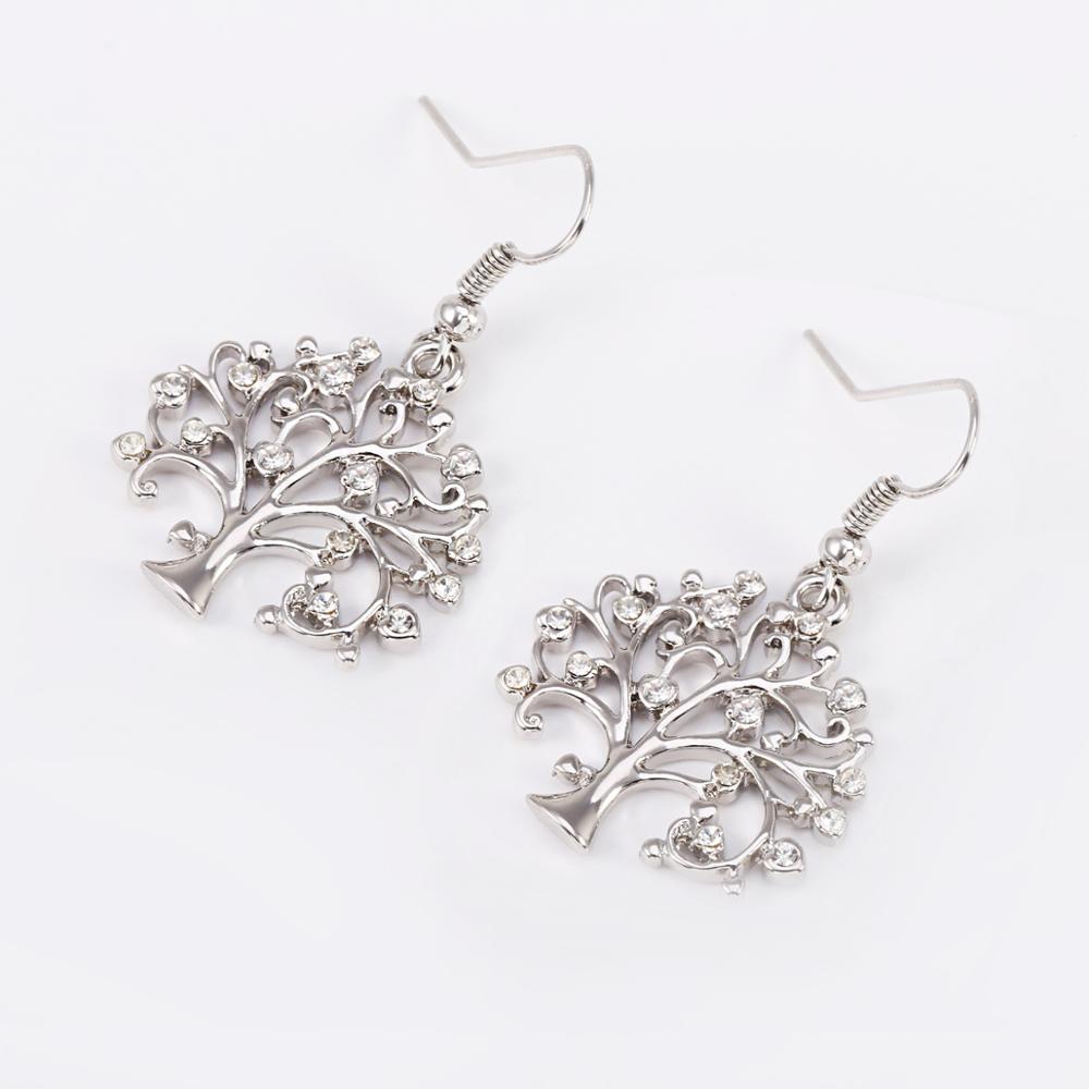 Tree of Life Women Earrings Jewelry Gold/Rose Gold/Silver Color Plant Crystal Drop Earrings For Girls Jewelry Drop Shipping