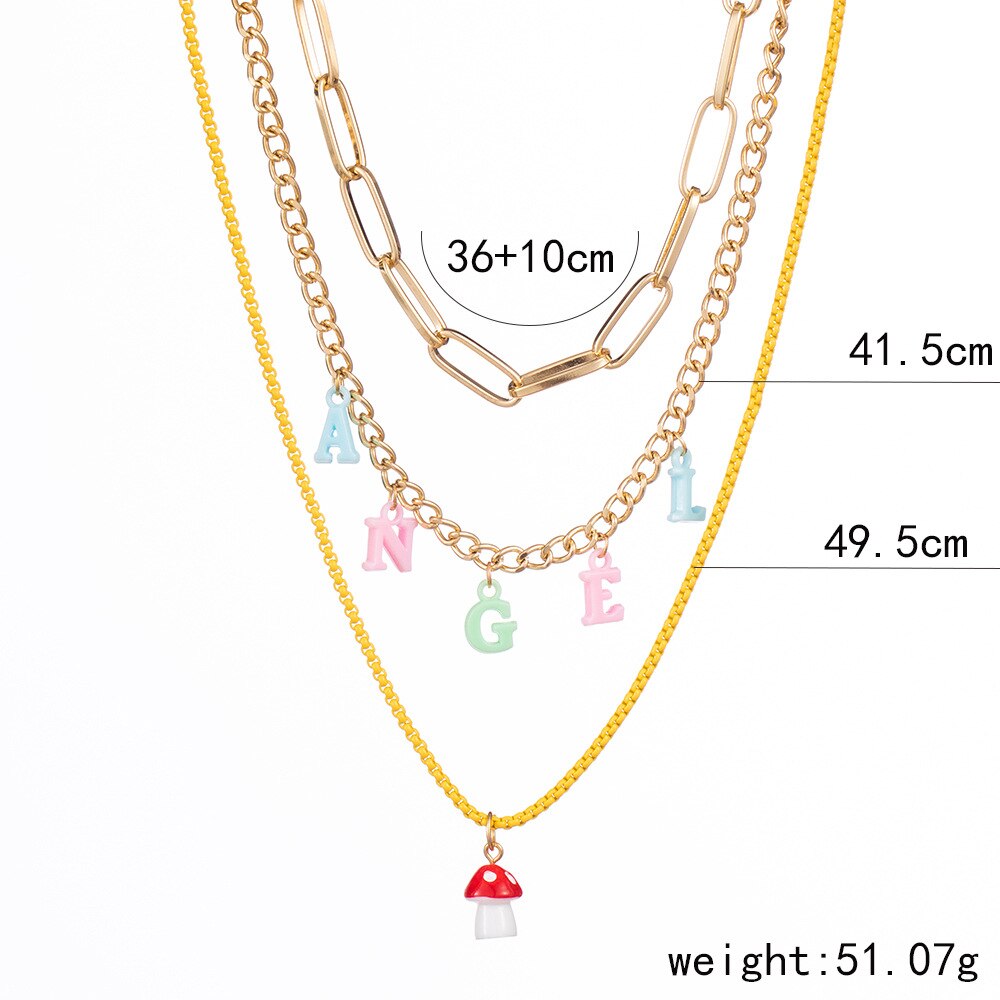 Trend INS Gold Color Multi-layer Bitch Necklace for Woman Cartoon Balloon Dog Letter Necklace Party Gift Punk Hip Hop Jewelry