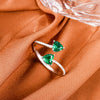 Trend Personality Colorful Stones Silvery Rings Jewelry Red Black Green Blue Crystal Heart Opening Rings for Women 2022