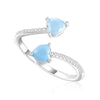 Trend Personality Colorful Stones Silvery Rings Jewelry Red Black Green Blue Crystal Heart Opening Rings for Women 2022
