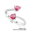 Trend Personality Colorful Stones Silvery Rings Jewelry Red Black Green Blue Crystal Heart Opening Rings for Women 2022