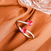 Trend Personality Colorful Stones Silvery Rings Jewelry Red Black Green Blue Crystal Heart Opening Rings for Women 2022