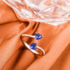 Trend Personality Colorful Stones Silvery Rings Jewelry Red Black Green Blue Crystal Heart Opening Rings for Women 2022