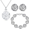 Trend Pretty rose flower 925 Sterling Silver Jewelry set earring stud Bracelet necklace for women Party Couple gifts