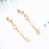 Trend Stainless Steel LOVE Letter Long Dangle Earrings For Women Rose Gold Words Earring Mulher Brincos Girls Party jewelry Gift