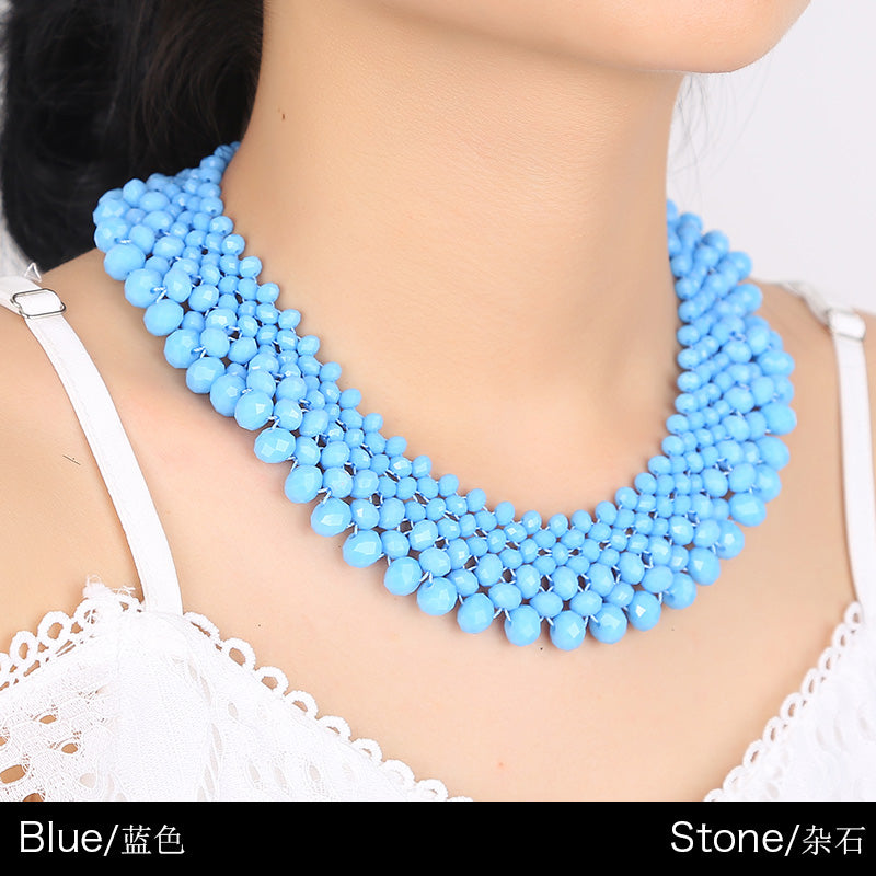Trend colorful necklace for women Colorful crystal necklaces with ston Stylish crystal or stone jewelry made of crystal or stone