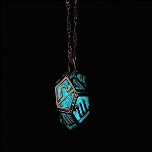 Trend glow in the dark necklace pendant Ball Horoscope Glowing Necklace for Women Silver color Long Chain Necklace NL-2485