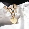 Trend personality ins senior European and American wind metal feeling hip-hop heart-shaped pendant necklace