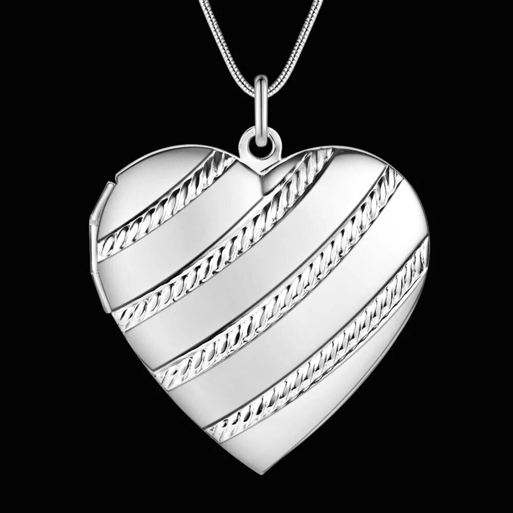 Trending products 925 Stamped Silver Necklace Heart photo frame Pendant for woman brands party wedding Jewelry gifts