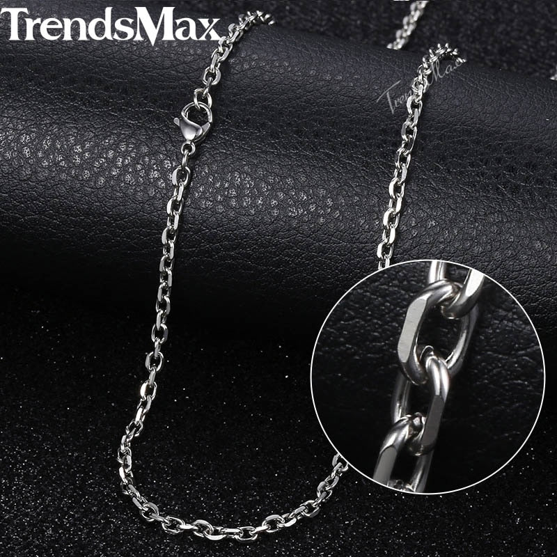 3mm Men Necklaces Stainless Steel Curb Rope Box Snake Link Chai Necklace Silver Color Men Jewelry 22 24 60cm KNN1