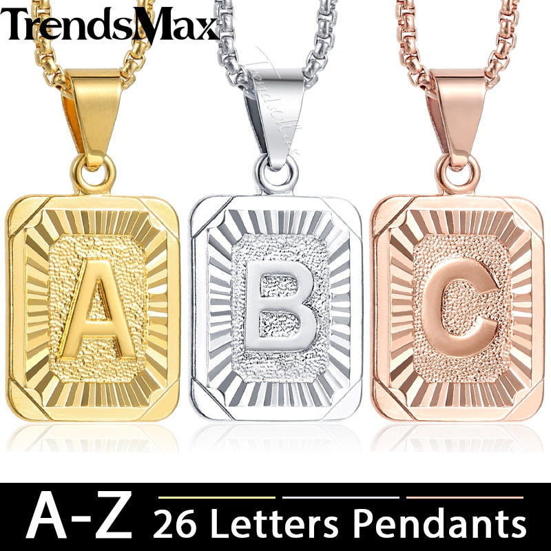 A- 26 Initial Letters Pendant Necklace For Women Men Rose Gold Silver Friends Love Letter Chain Jewelry Gift GPM05