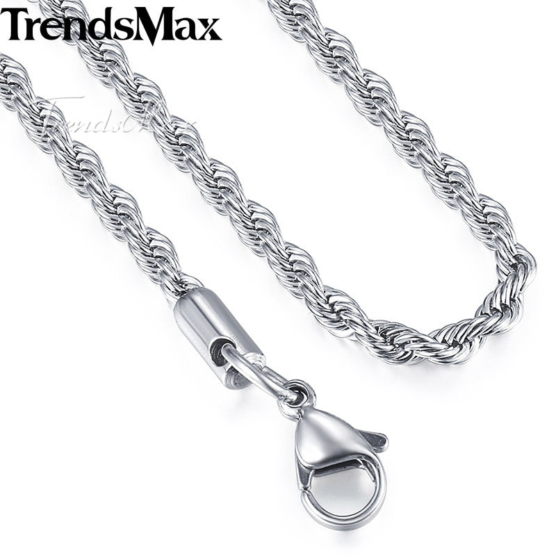 Gold Chain Necklace Men Women Rope Link Chain Silver/Gold Color 2020 Fashion Men's Jewelry 2/3mm 55cm KGNM122