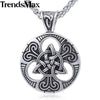 Knot Triquetra Mens Pendant Necklace Chain 316L Stainless Steel Wheat Link Silver Gold Tone KHP530