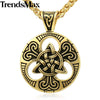 Knot Triquetra Mens Pendant Necklace Chain 316L Stainless Steel Wheat Link Silver Gold Tone KHP530