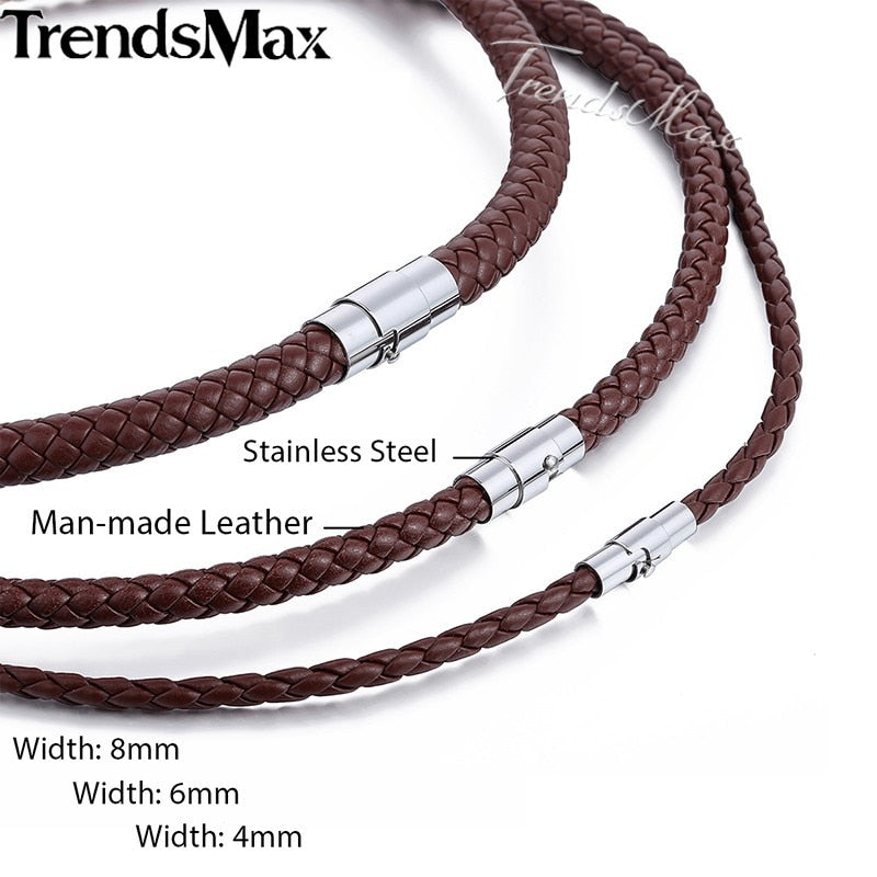Men Leather Necklaces Choker Brown Rope Chain Male Jewelry Womens Mens Jewellery UNM27