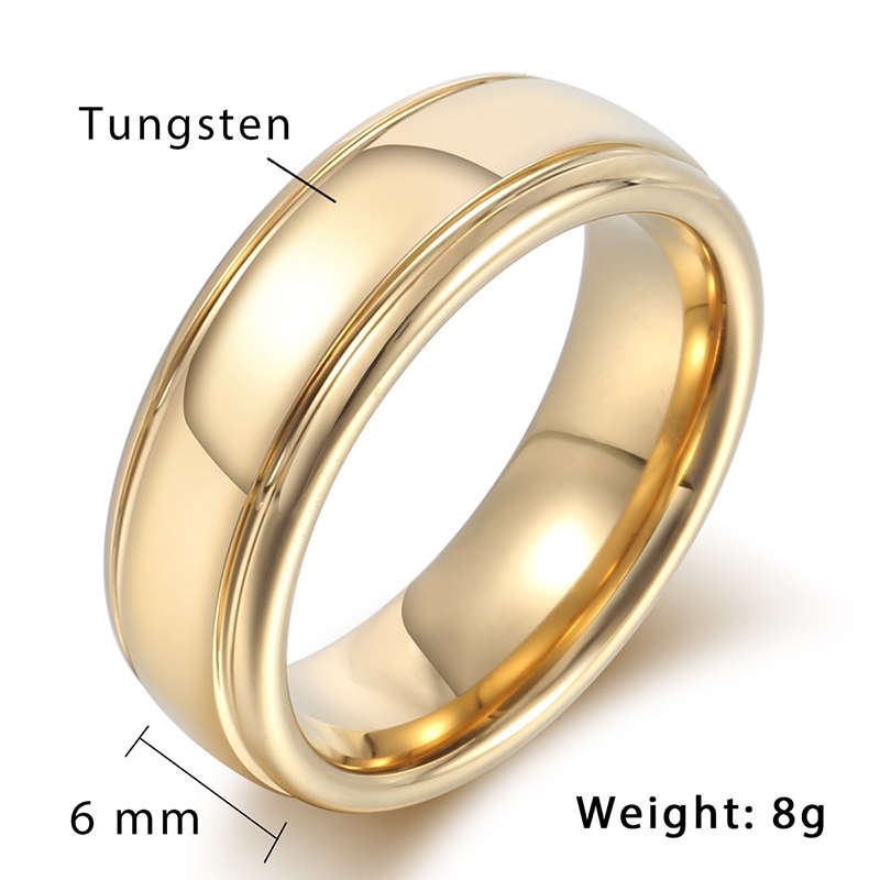 Polished Band Ring Mens Boys Tungsten Carbide Wedding Engagement Gold Silver Color 6mm KTR07