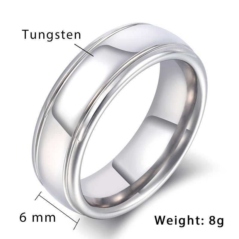 Polished Band Ring Mens Boys Tungsten Carbide Wedding Engagement Gold Silver Color 6mm KTR07