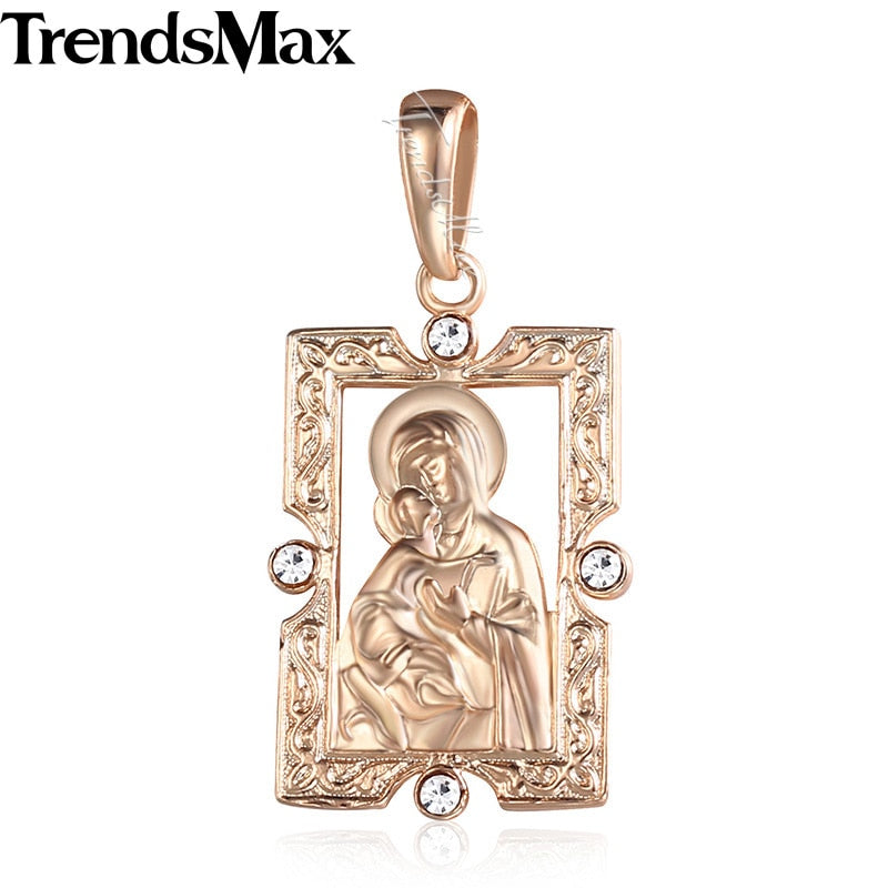 Virgin Mary Jesus Pendant Necklaces For Women 585 Rose Gold Necklace Womens Mens Jewelry 2020 GPP1
