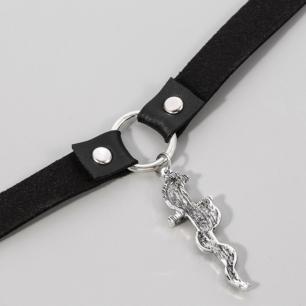 Trendy 2021 Silver color Snake Sword Choker Necklaces For Women Trendy Necklace Pendants Leather Necklace Jewelry Bijoux Gift