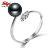 Trendy 925 Sterling Silver Cubic Zirconia Pearl Ring for Lady Party Jewelry 7-8MM Black Pearl Jewelry Wholesale FEIGE